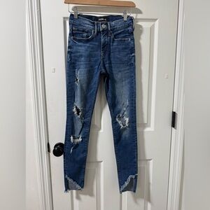 Express Ankle Legging Mid Rise Jeans 00R - Distressed Released Hem